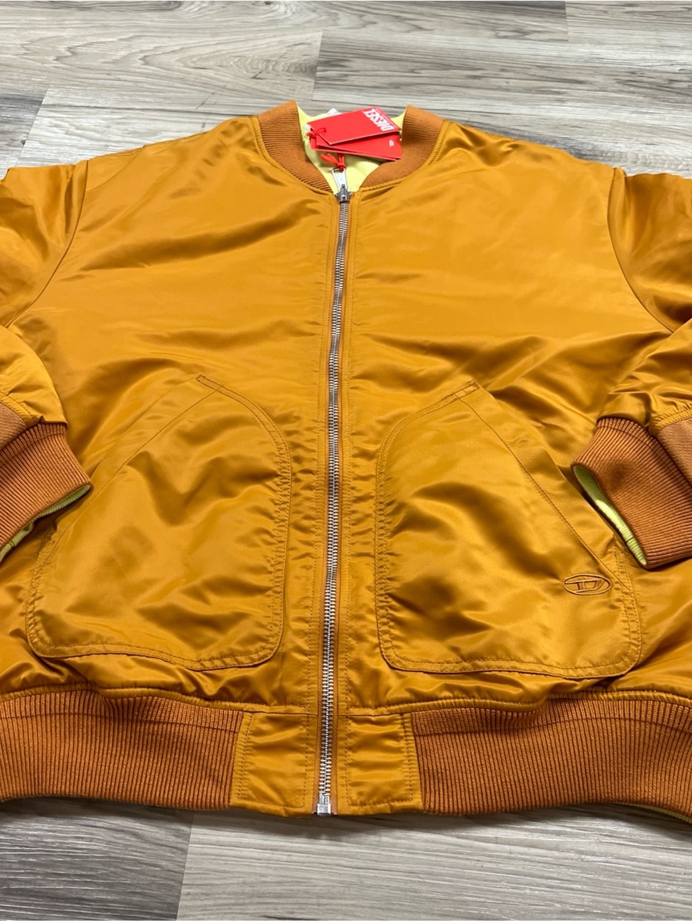 Diesel J Matt Bomber Jacket Gold/Yellow Y2K Flight Streetwear Men 54/XL NWT $475